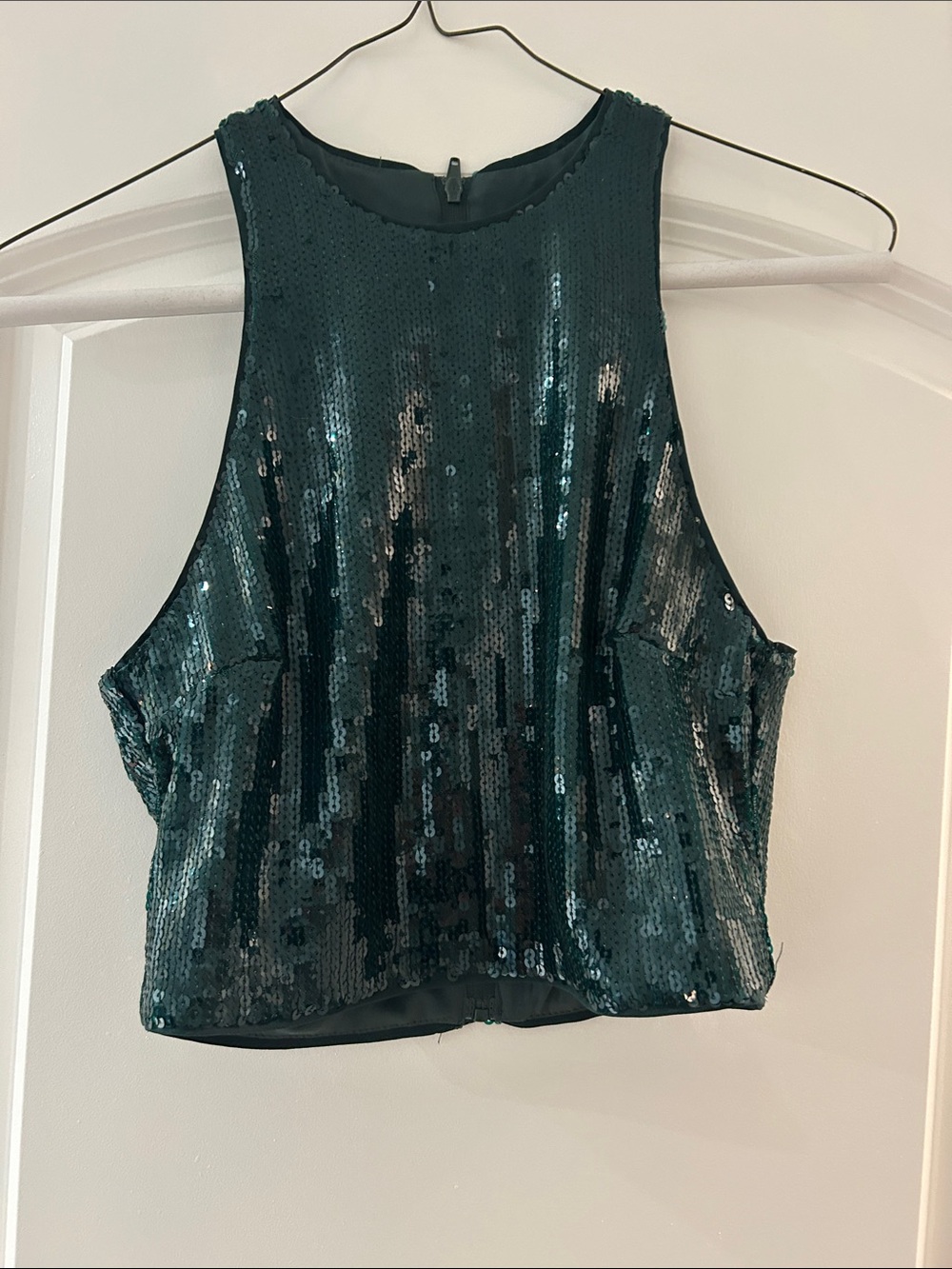 H&M Dark Teal Sequin High Neck Camisole